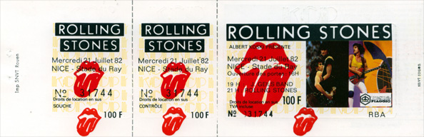 ROLLING STONES, THE - Concert ticket Nice 1982 - Place concert / soirée
