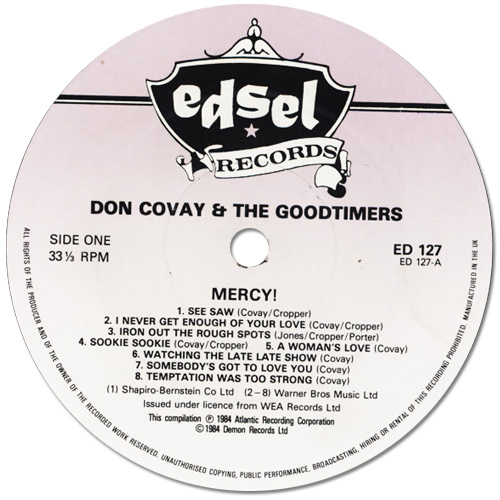Don Covay and The Goodtimers : Mercy - LP from UK, 1984