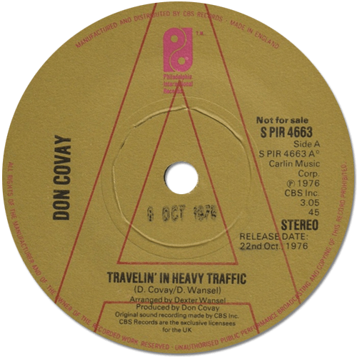 Don Covay : Travelin' In Heavy Traffic - 7" CS from UK, 1976