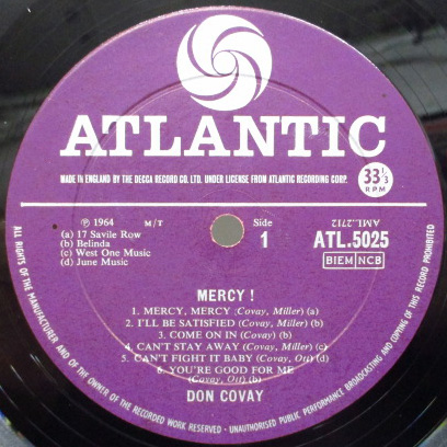 Don Covay and The Goodtimers : Mercy! - LP from UK, 1965