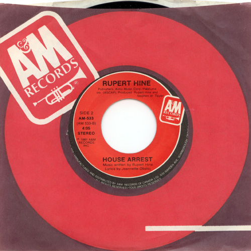 Rupert Hine - Misplaced Love - A&M AM-533 Canada 7" CS