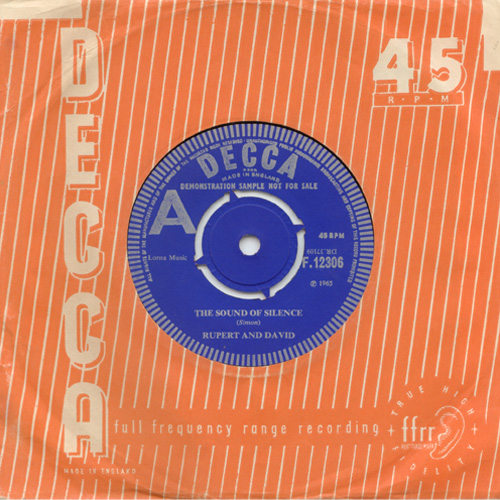 Rupert and David (Rupert Hine) - The Sound of Silence - Decca F 12306 UK 7" CS