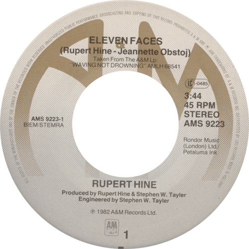 Rupert Hine - Eleven Faces - A&M AMS 9223 Holland 7" PS