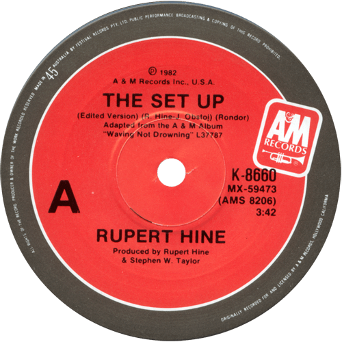Rupert Hine : The Set Up - 7" PS from Australia, 1982