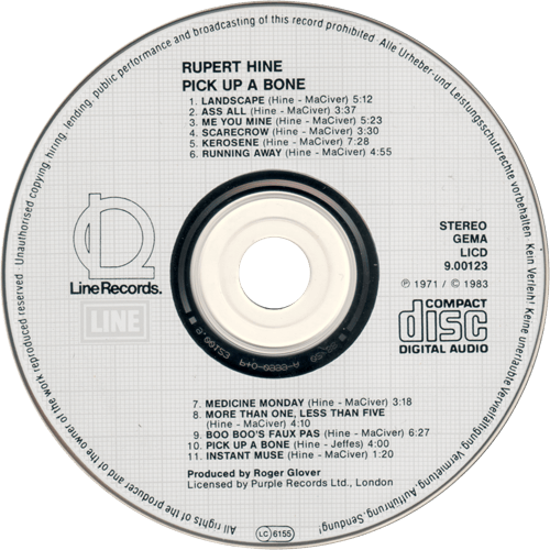 Rupert Hine - Pick Up A Bone - Line Records LICD 9.00123 O Germany CD