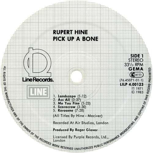 Rupert Hine - Pick Up A Bone - Line Records LILP 4 00123J Germany LP