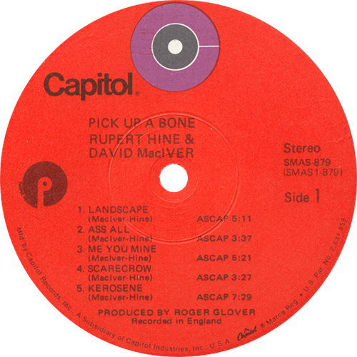 Rupert Hine : Pick Up A Bone - LP from USA, 1971