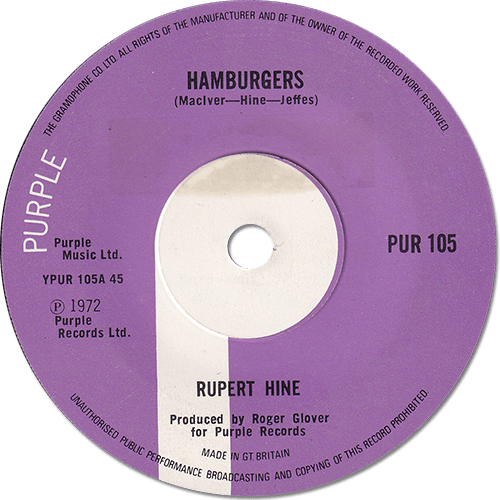 Rupert Hine - Hamburgers - Purple Records PUR 105 UK 7"