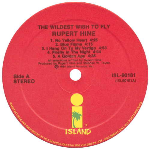 Rupert Hine - The Wildest Wish To Fly - Island 90181-1 Canada LP