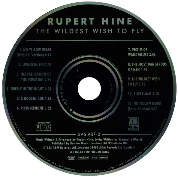 Rupert Hine - The Wildest Wish To Fly - A&M 396 987-2 Germany CD