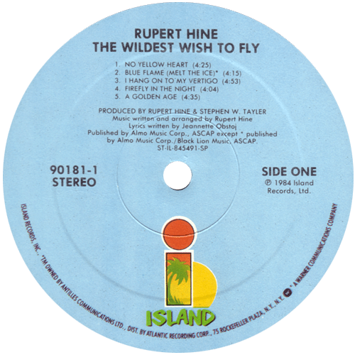 Rupert Hine - The Wildest Wish To Fly - Island 90181-1 USA LP