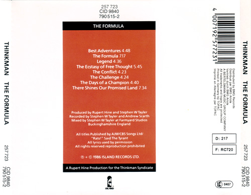 Thinkman - The Formula - Island 257 723 Germany CD