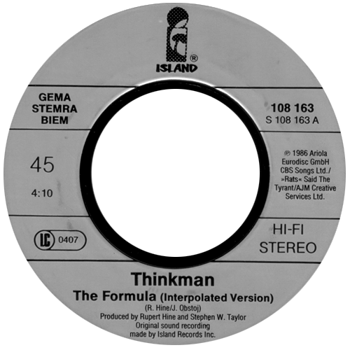 Thinkman - The Formula - Island 108 163 Germany 7" PS