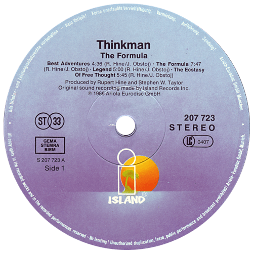 Thinkman - The Formula - Island 207 723 Germany LP
