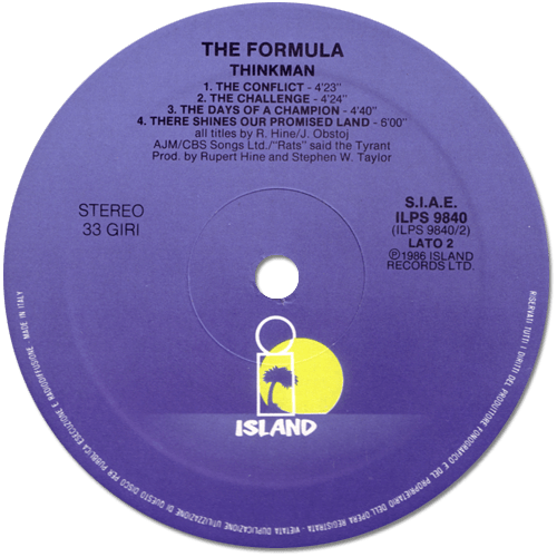 Thinkman - The Formula - Island ILPS 9840 Italy LP