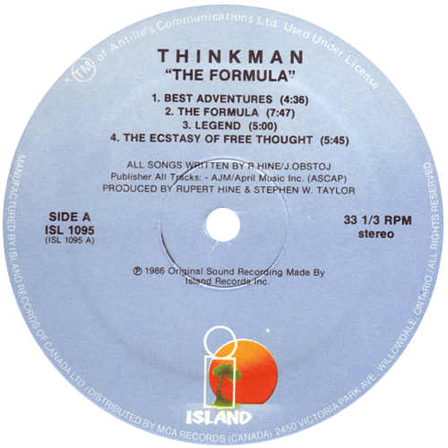 Thinkman - The Formula - Island ISL-1095 Canada LP