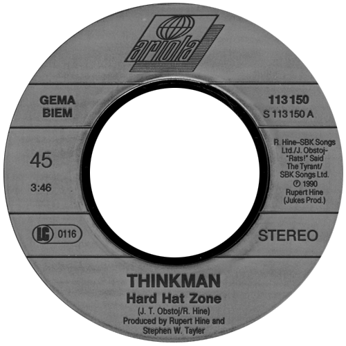 Thinkman - Hard Hat Zone  - Ariola 113 150 Germany 7" PS