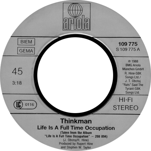 Thinkman - Life Is A Full Time Occupation - Island 109 775 Germany 7" PS