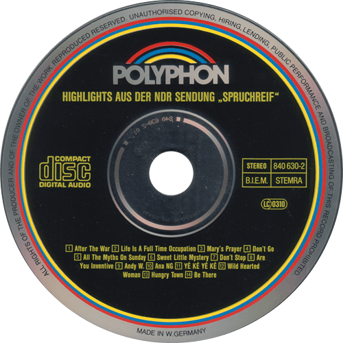 V/A incl. Thinkman, Gary Moore, All About Eve, etc. - Highlights - Polyphon 840 630 2 Germany CD