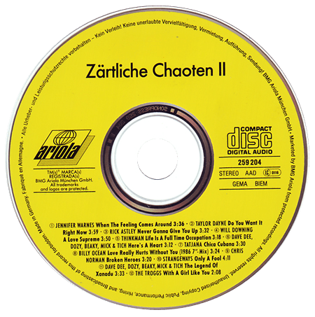 V/A incl. Thinkman, The Troggs, Dave Dee, Dozy, Beaky, Mick & Tich, etc - Zärtliche Chaoten II (Original Soundtrack) - Ariola 259 204  Germany CD