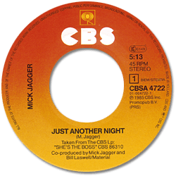 Mick  Jagger (Rolling Stones) - Just Another Night - CBS A-4722 Holland 7" PS