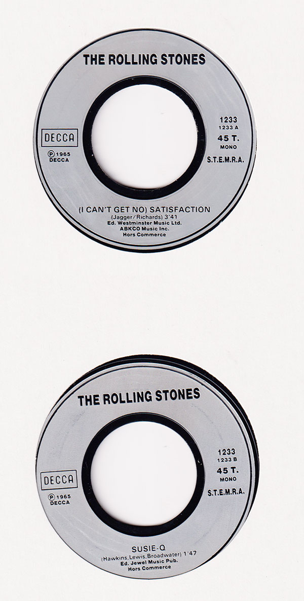 The Rolling Stones: (I Can't Get No) Satisfaction - Decca 1233, France 1989, 7"
