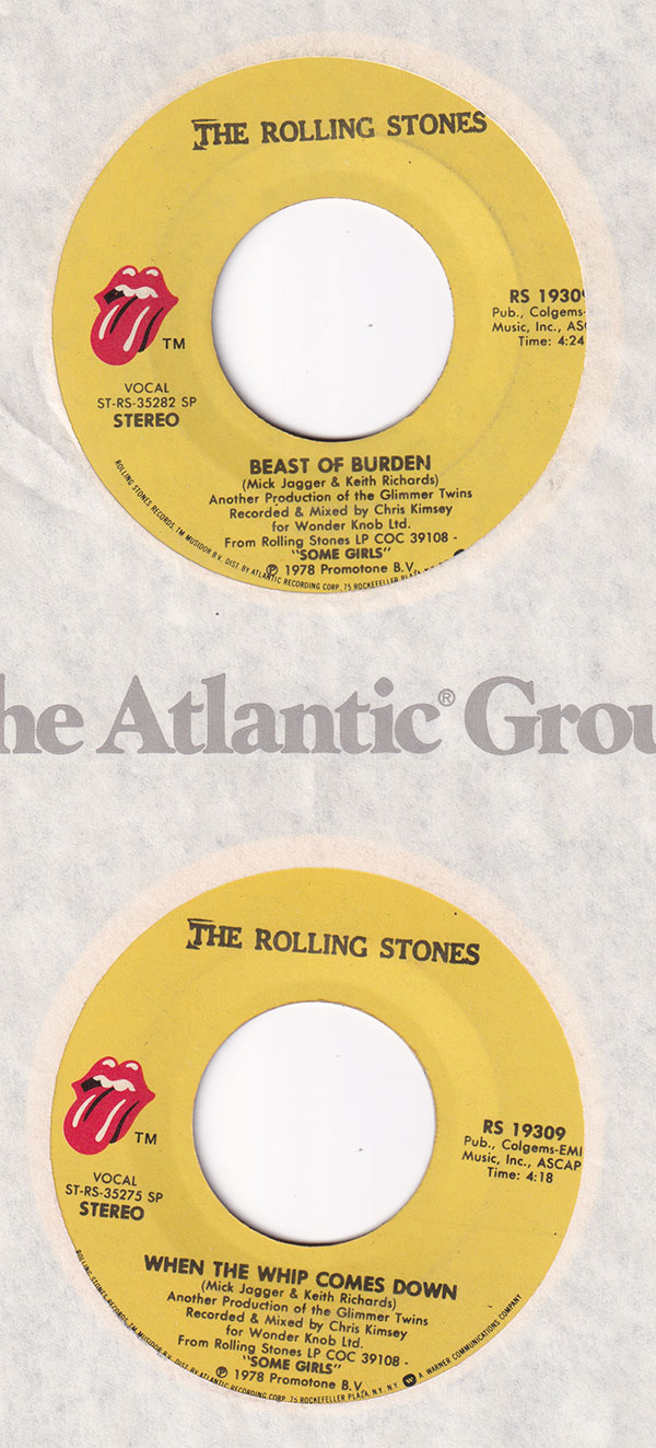 The Rolling Stones: Beast Of Burden - RSR RS 19309, USA 1978, 7" CS