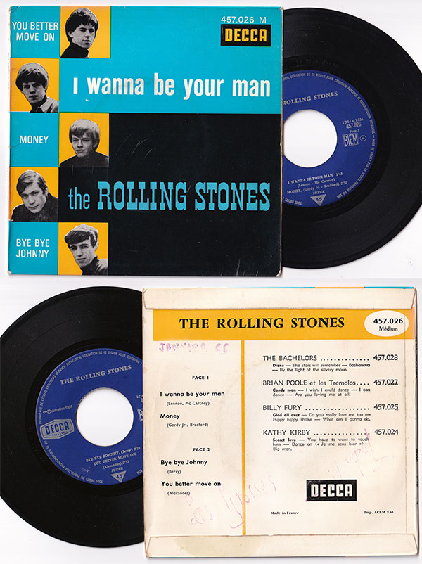 The Rolling Stones: I Wanna Be Your Man, 7" EP, France, 1965 - 38 €