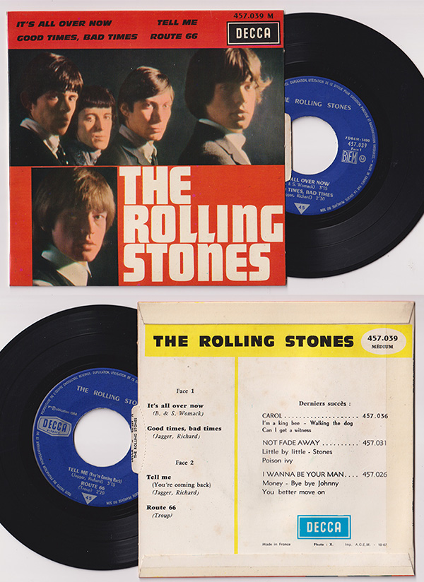 The Rolling Stones: It's All Over Now  - Decca 457.039, France 1967, 7" EP