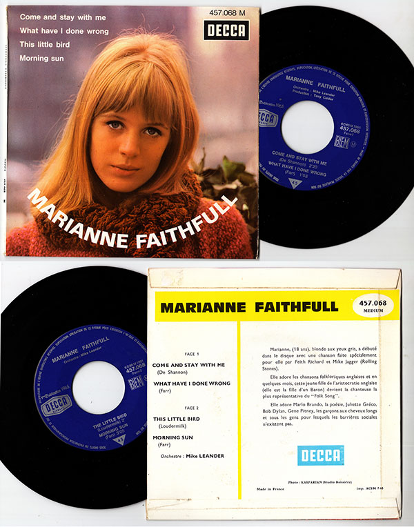 Marianne Faithfull : Come And Stay With Me, 7" EP, France, 1965 - 85 €