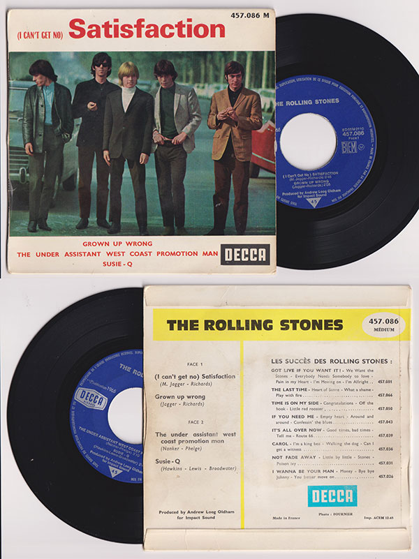 The Rolling Stones: (I Can't Get No) Satisfaction  - Decca 457.086, France 1965, 7" EP