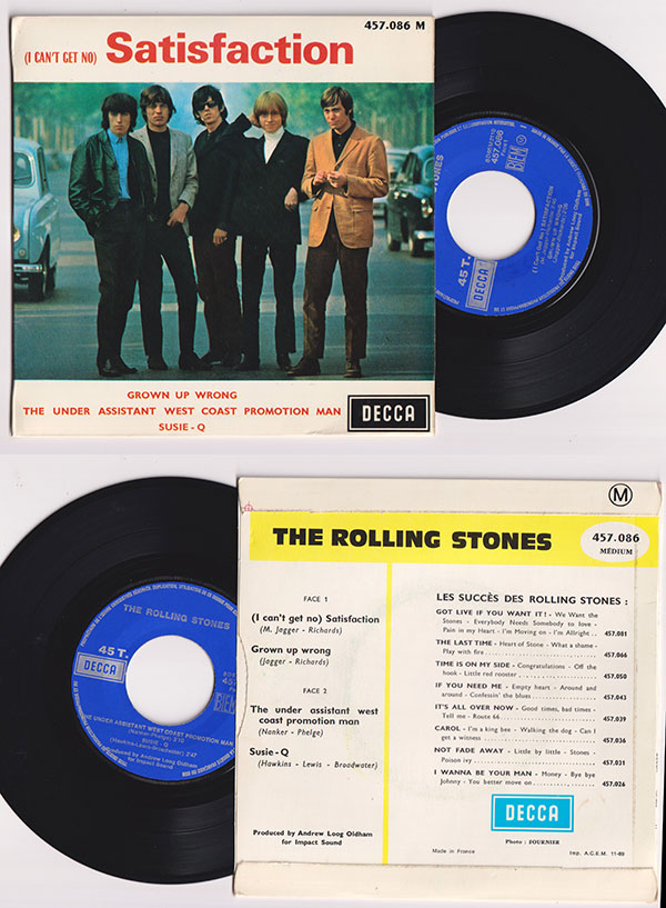 The Rolling Stones: (I Can't Get No) Satisfaction  - Decca 457.086, France 1969, 7" EP