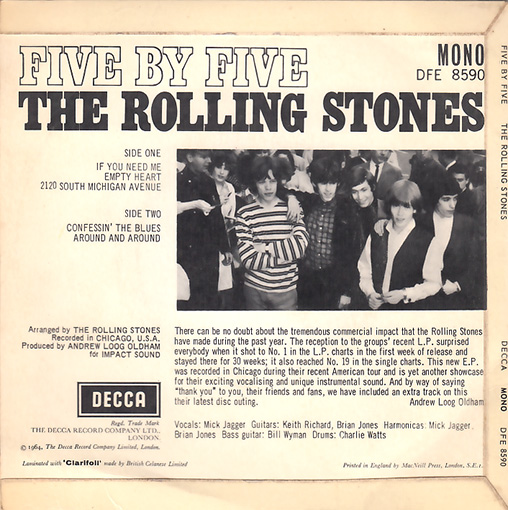 The Rolling Stones - Five By Five - Decca DFE 8590 UK 7" EP