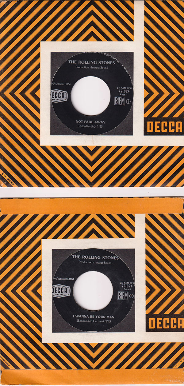 The Rolling Stones: Not Fade Away - Decca 72.024, France 1964, 7" CS