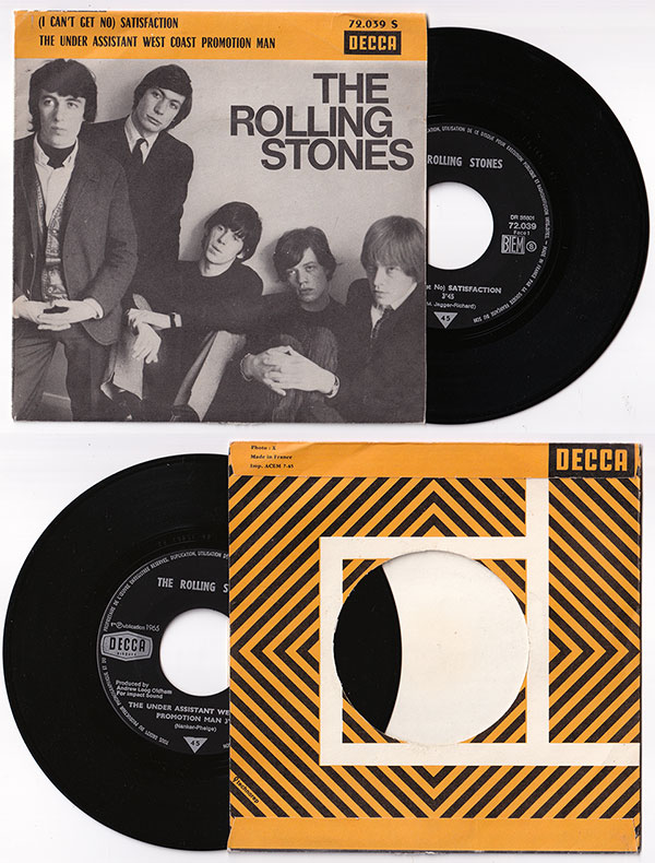 The Rolling Stones: Satisfaction - Decca 72.039, France 1965, 7" PS