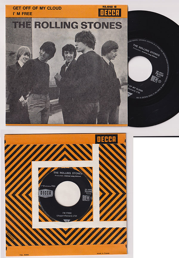 The Rolling Stones: Get Off Of My Cloud - Decca 72.048, France 1965, 7" PS