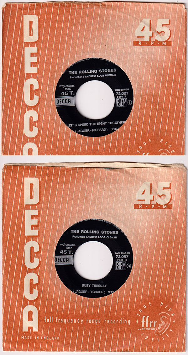 The Rolling Stones: Let's Spend The Night Together - Decca 72.087, France 1967, 7" CS