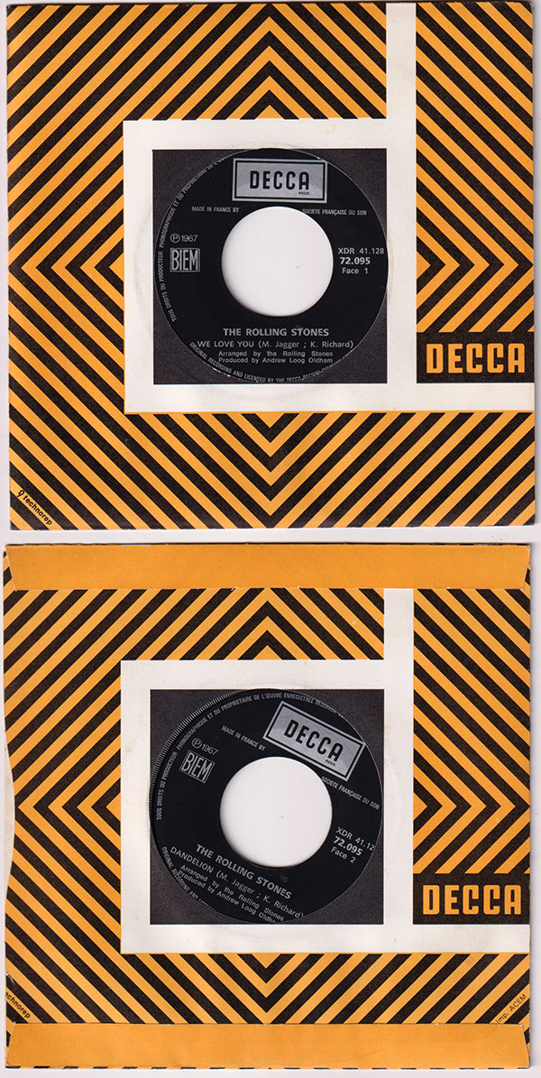 The Rolling Stones: We Love You - Decca 72.095, France 1967, 7" CS