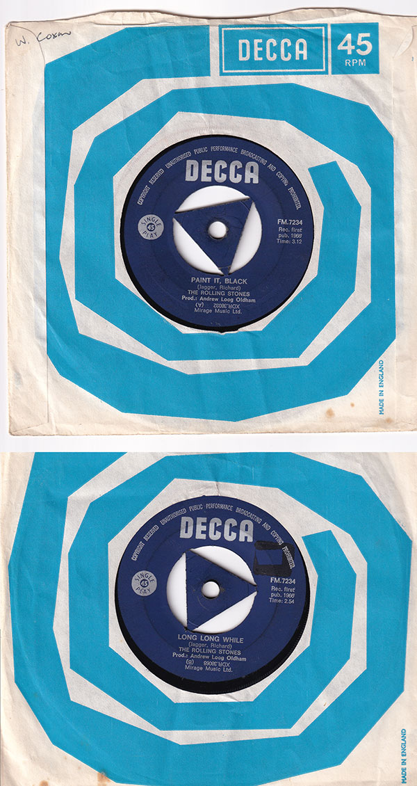 The Rolling Stones - Paint It, Black - Decca FM.7234 South Africa 7" CS