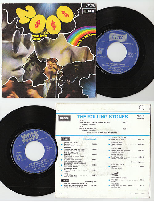 The Rolling Stones - 2000 Light Years From Home - Decca HP 79016 France 7" PS