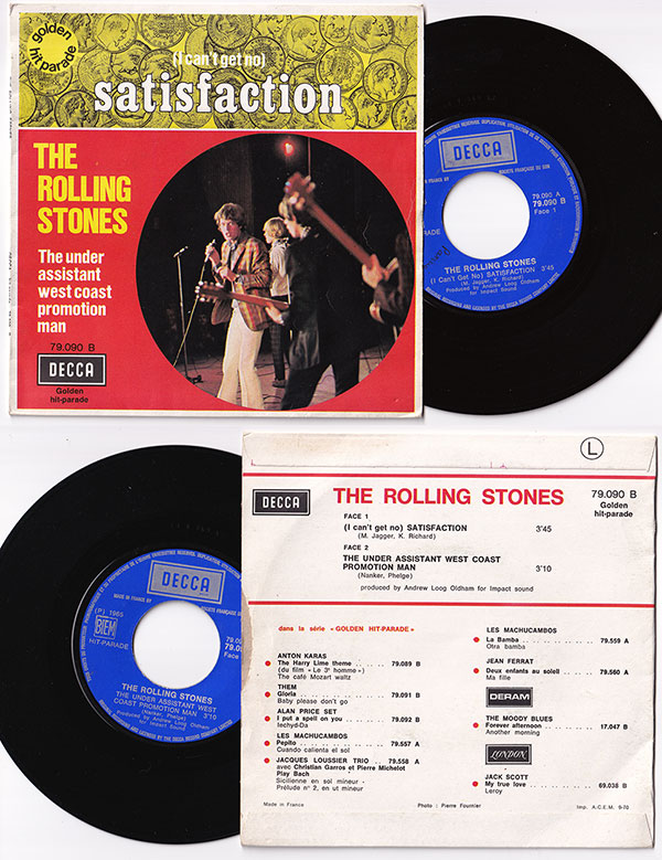 The Rolling Stones : (I Can't Get No) Satisfaction, 7" PS, France, 1970 - 32 €