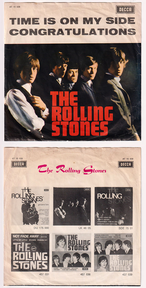 The Rolling Stones: Time Is On My Side - Decca AT 15039, Holland 1964, 7" PS