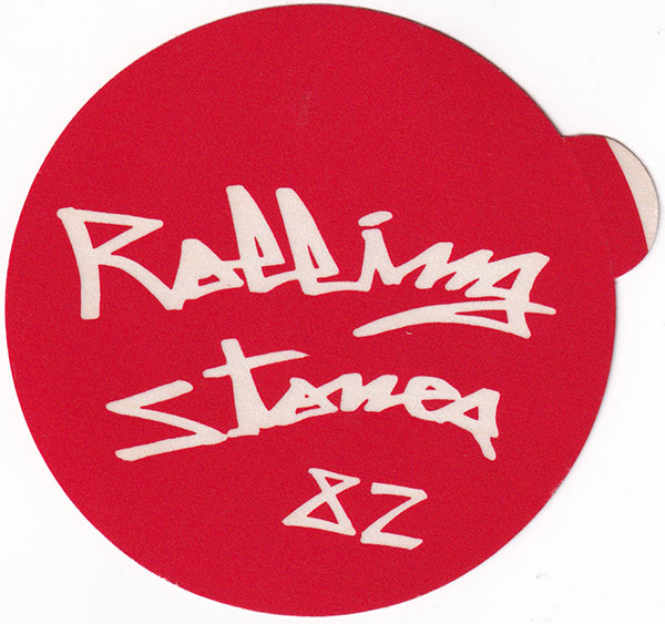 The Rolling Stones: 1982 European tour - unused backstage pass, red circle, UK 1982, backstage pass