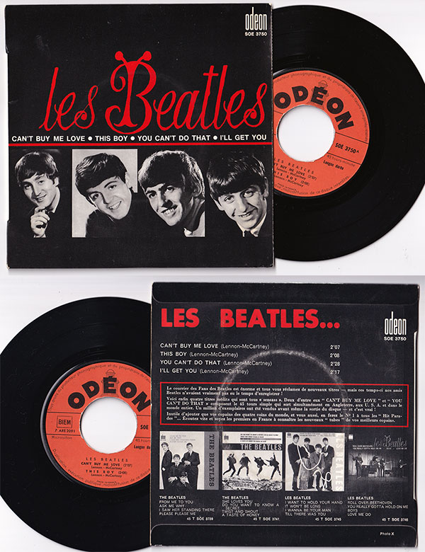 The Beatles: Can't Buy Me Love - Odeon SOE 3750, France 1964, 7" EP