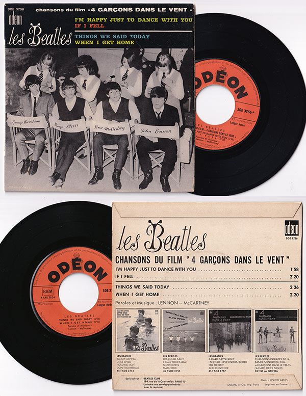 The Beatles: Chansons Du Film '4 Garçons Dans Le Vent' - Odeon SOE 3756, France 1964, 7" EP