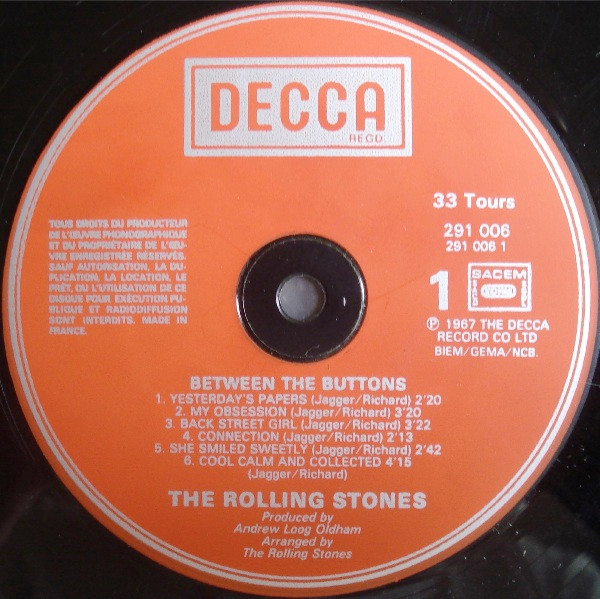 The Rolling Stones: Between the Buttons - Decca 291006, France 1980, LP