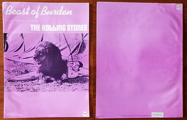 The Rolling Stones: Beast Of Burden - Schaltone B.V., USA 1978, sheet music
