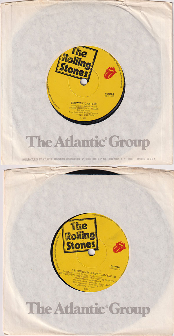 The Rolling Stones: Brown Sugar - RSR RS 19100, UK 1971, 7" EP