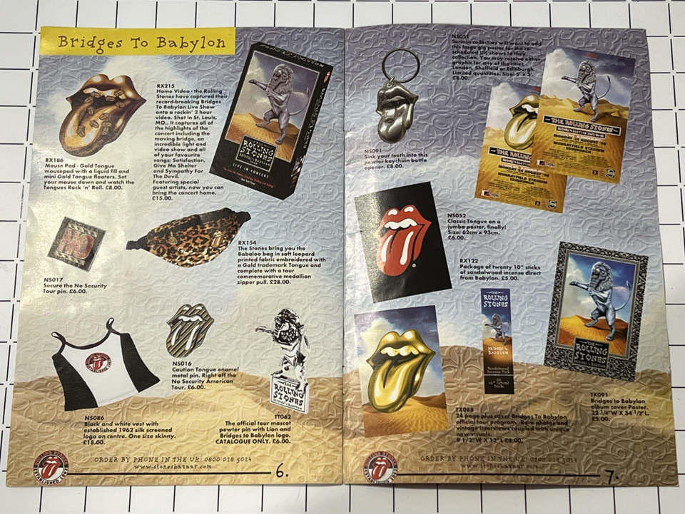 The Rolling Stones: Bridges to Babylon Tour 1999 Merchandise Catalogue  - Rolling Stones, UK 1999, catalogue