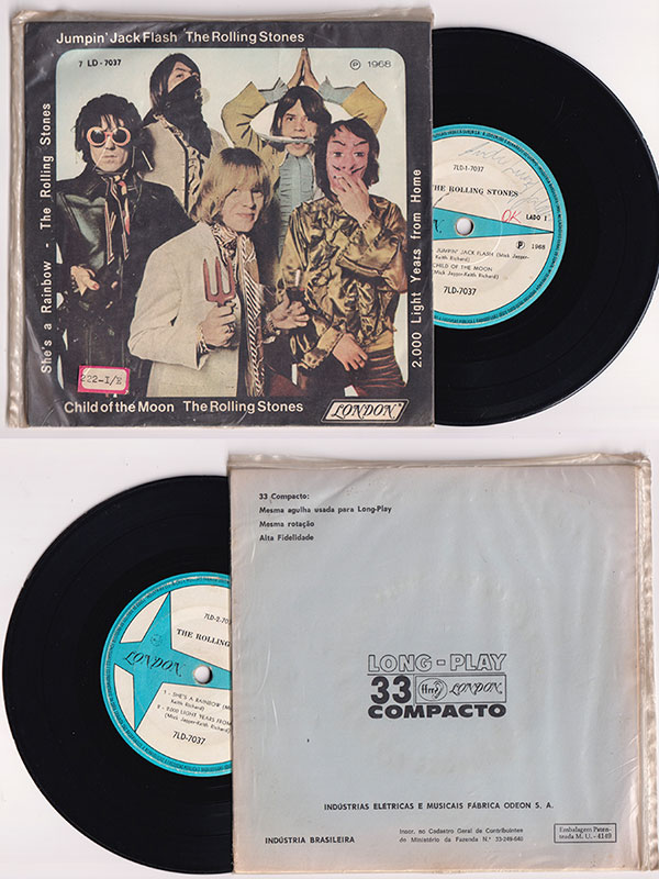 The Rolling Stones: Jumpin' Jack Flash  - London 7LD-7037, Brazil 1968, 7" EP